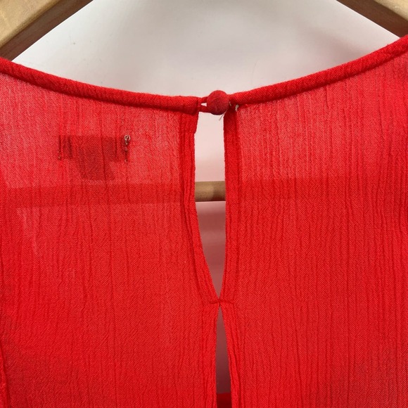 Urban Outfitters x Ecote Embroidered Tank Top Womens Medium Coral Blue Keyhole - Picture 7 of 9